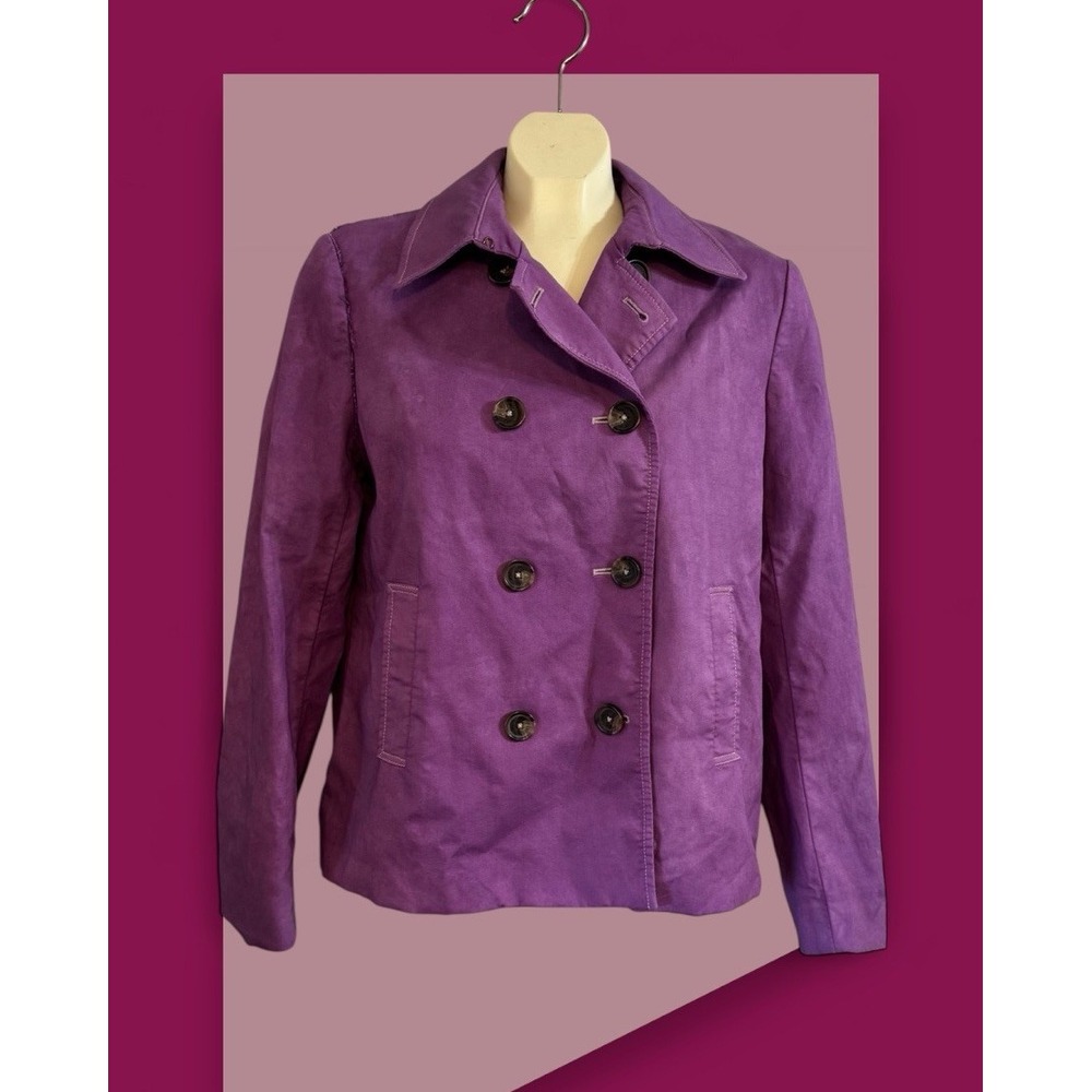 Brooks Brothers Women's Purple Double Breasted Jacket Size 8 Stylish Peacoat